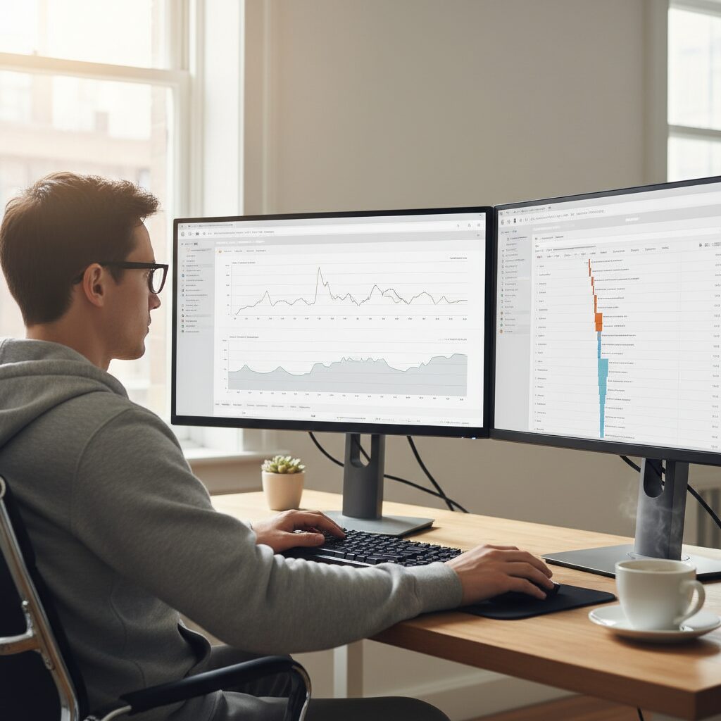 Écran de développeur web montrant des métriques de performance et de vitesse