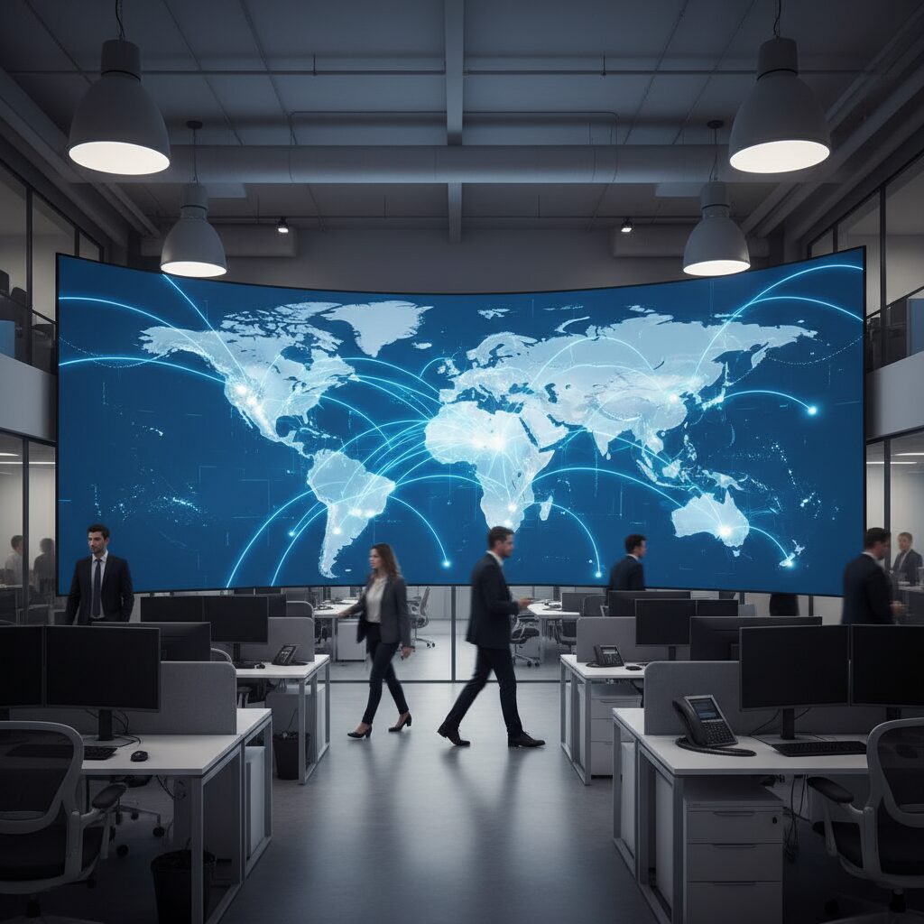 Réseau mondial CDN avec points de présence interconnectés sur une carte