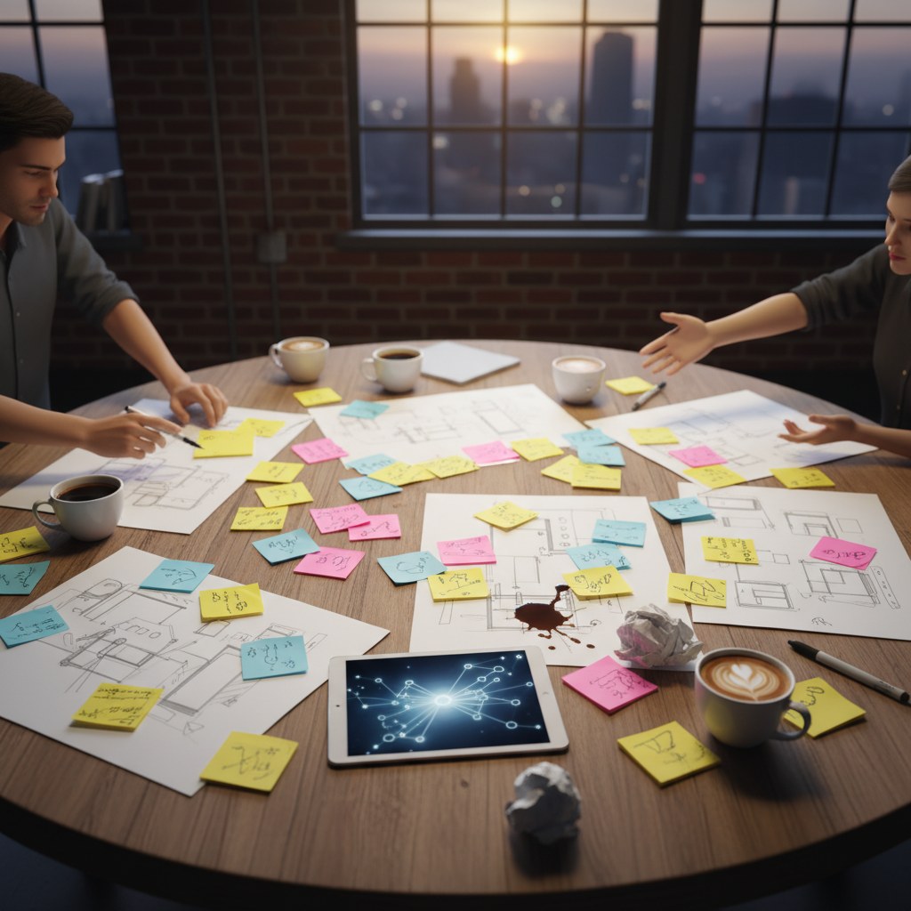 Développeur web qui prend des notes pendant un brief client en visioconférence