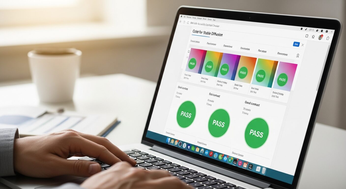 Test de contraste accessibilite WCAG sur ecran ordinateur