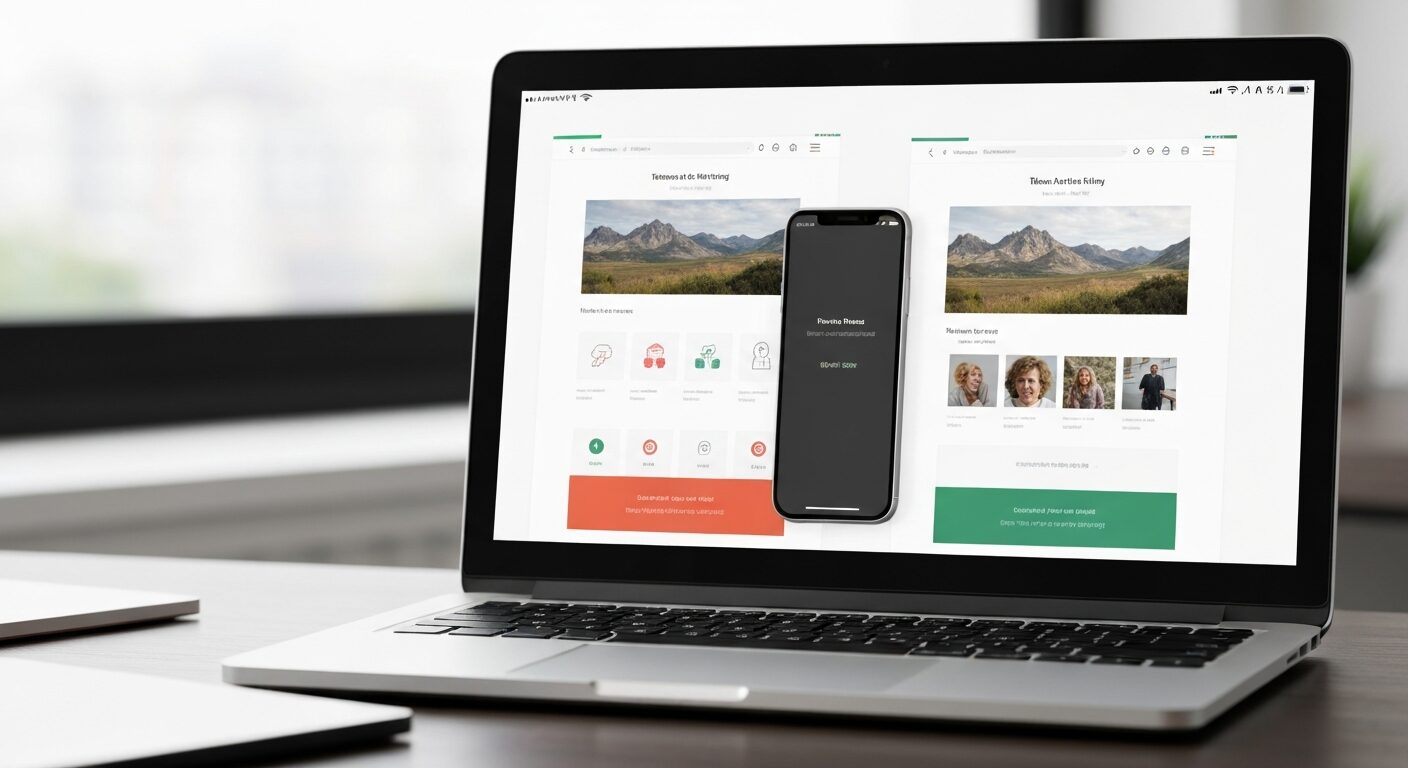 Ecran montrant deux variantes de page web cote a cote pour un test AB