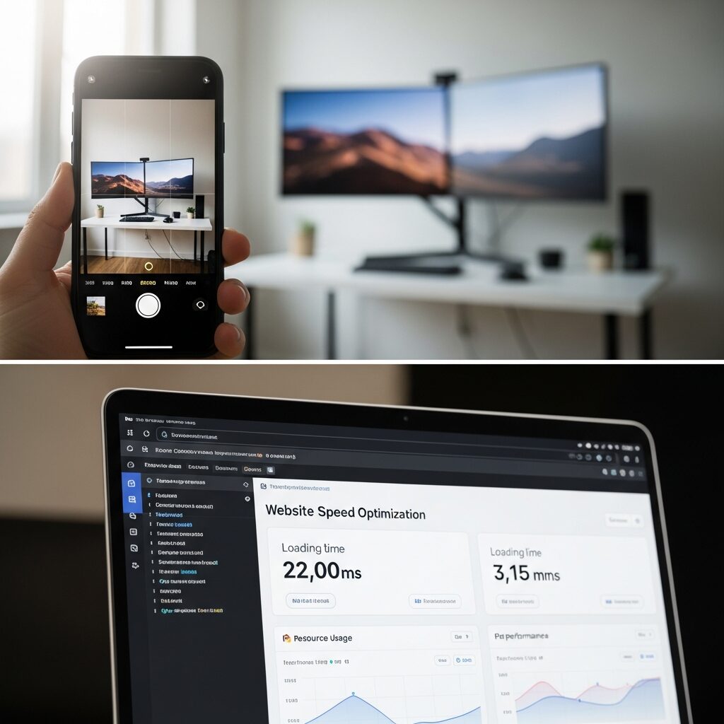 Développeur web qui optimise la vitesse de chargement d'un site sur son poste de travail