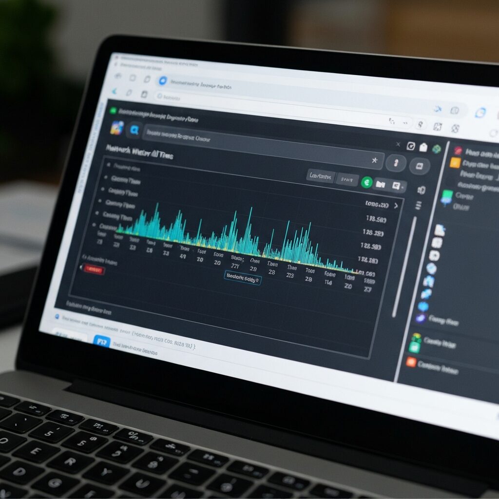 Outils développeur navigateur montrant le waterfall réseau et les temps de chargement