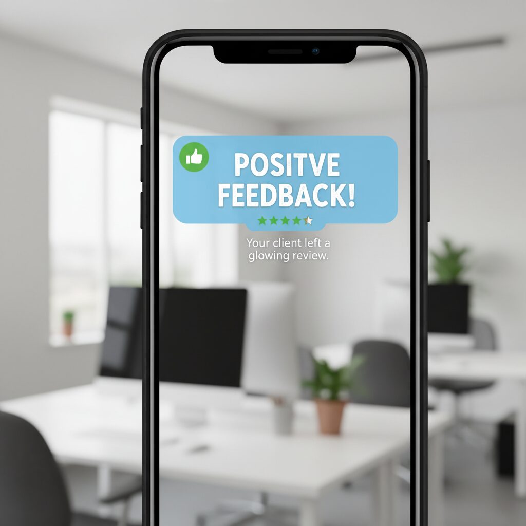 Avis client positif recu sur une plateforme freelance