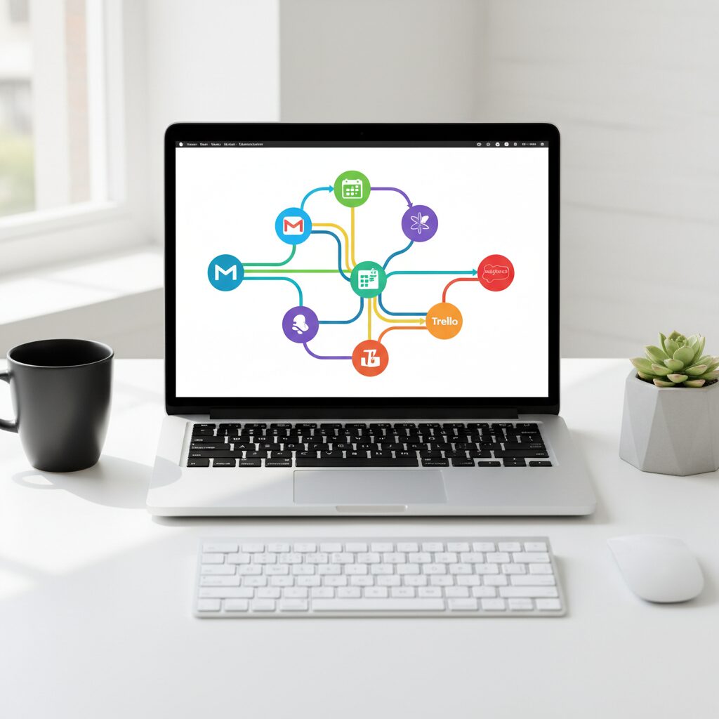 Interface visuelle de creation de workflow automatise entre applications