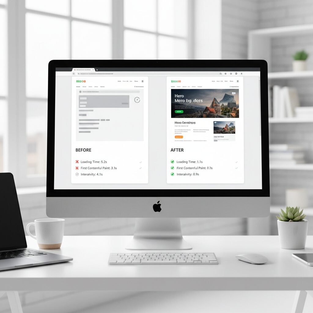 Comparaison avant-après optimisation des performances web