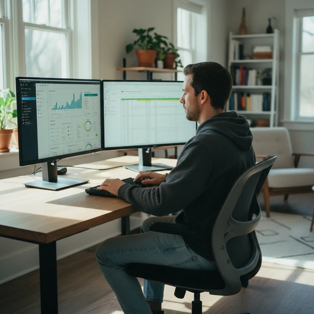 Analyse du profil de backlinks d'un site sur un poste de travail à double écran