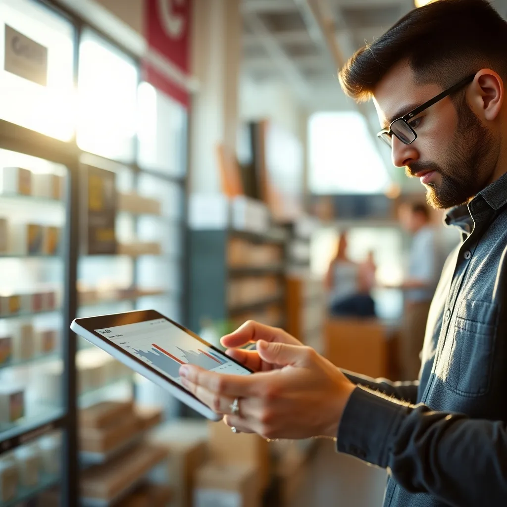 Un dirigeant de PME analysant les résultats de ses automatisations IA sur tablette