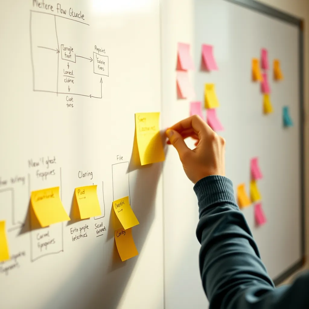 Atelier UX avec parcours utilisateur et wireframes sur tableau blanc